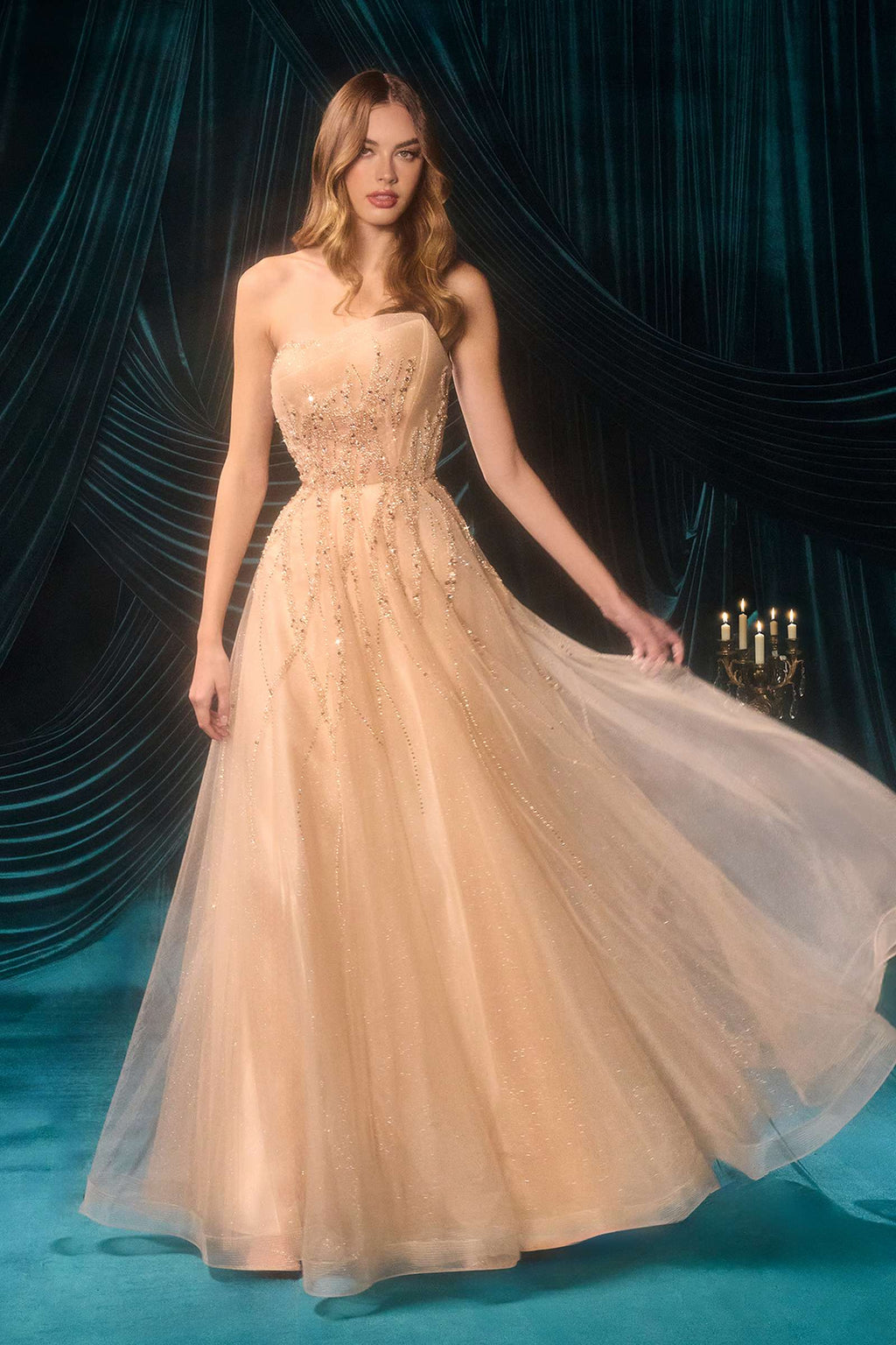 Andrea & Leo A1491 Boned Asymmetrical Sequin Bodice A-Line Formal Dres – M's Boutique